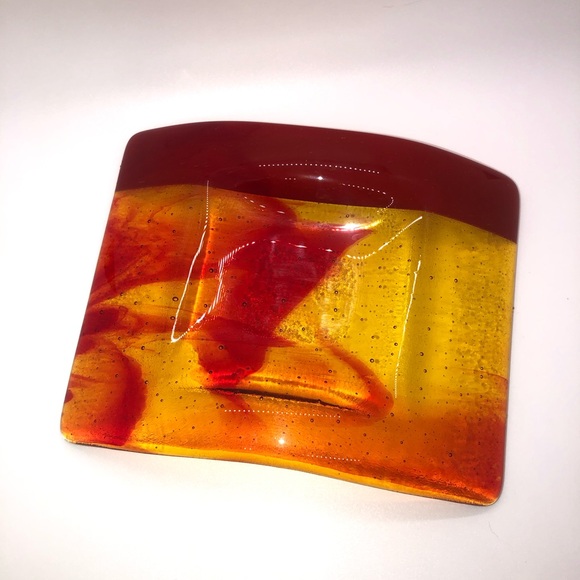 Studio Art Glass Candle Dish Wine Dish From Winery Glass Decor Knick Knack - Picture 3 of 9